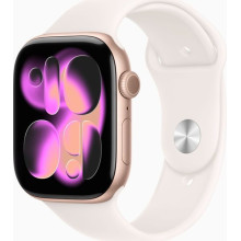 Apple Watch 11 46mm Aluminium Rose Gold avec Light Blush Sport Band M/L MEV74
